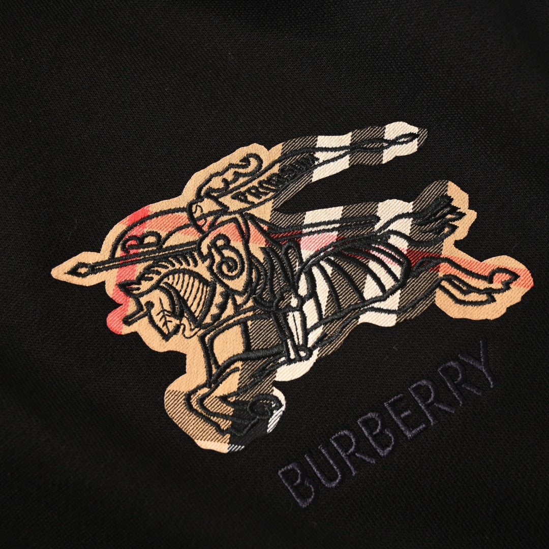 Burberry Black Equestrian Knight Logo Jogger Pants