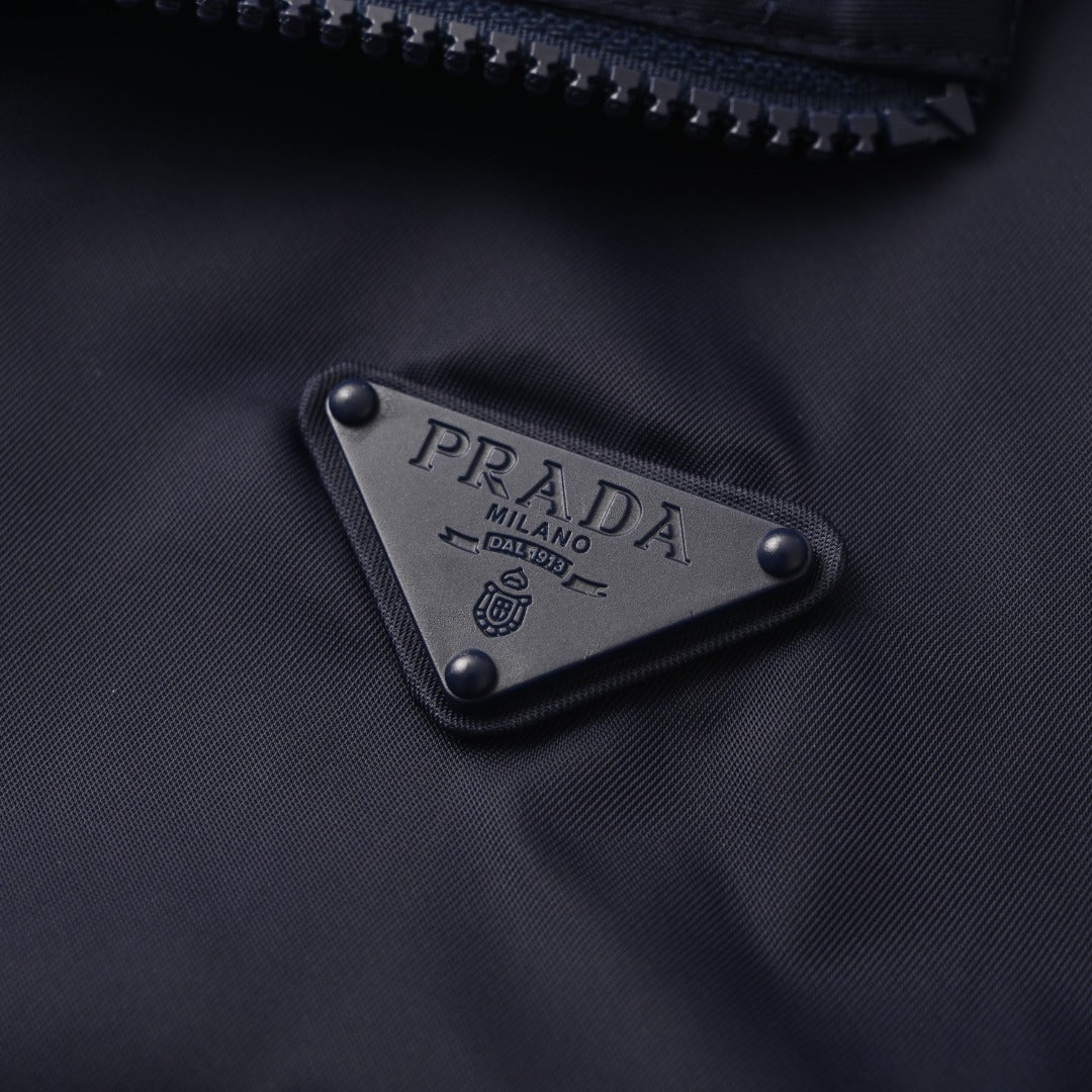 Prada Navy Triangle Logo Re-Nylon Hooded Windbreaker