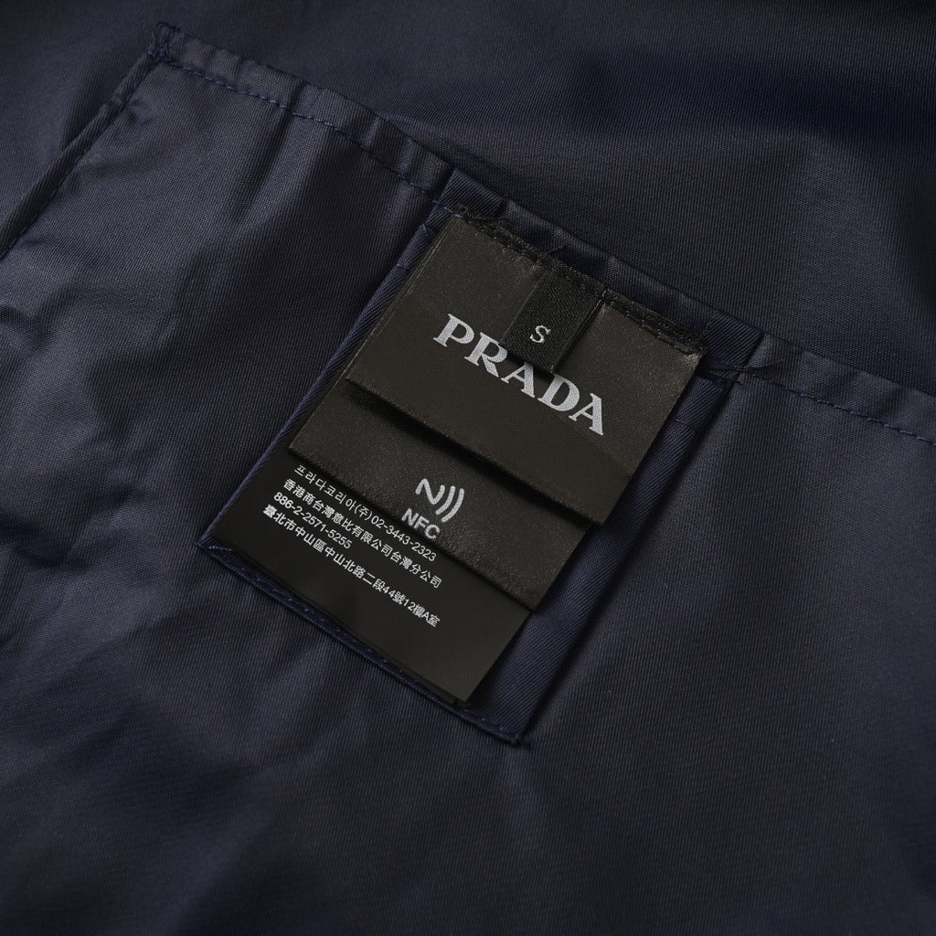 Prada Navy Triangle Logo Re-Nylon Hooded Windbreaker