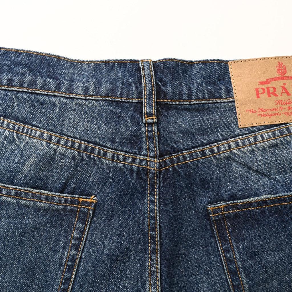 Prada Dark Blue Triangle Logo Straight Leg Denim Jeans