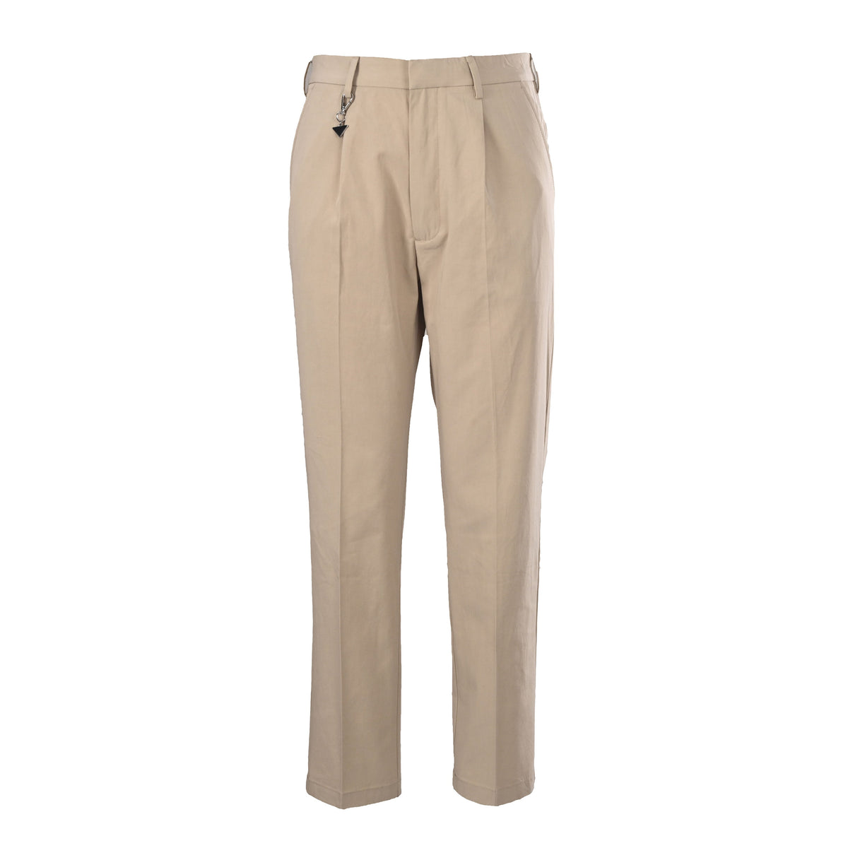 Prada Beige Triangle Charm Pleated Straight Leg Trousers
