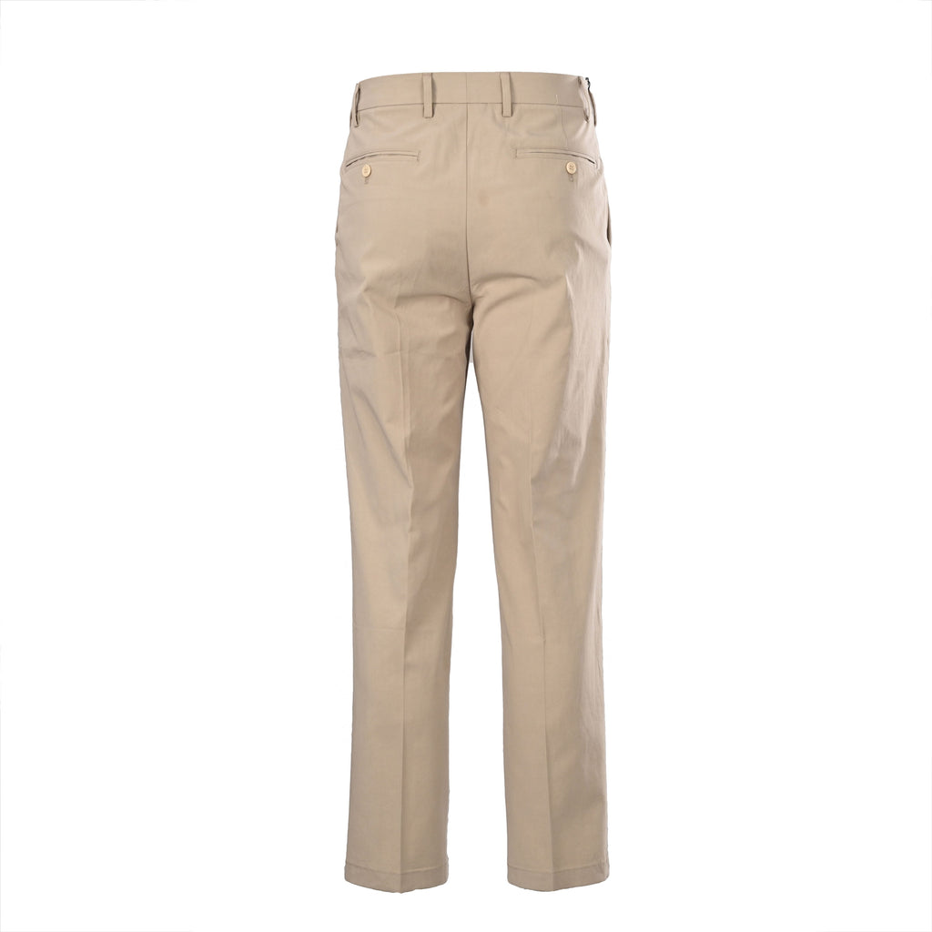 Prada Beige Triangle Charm Pleated Straight Leg Trousers