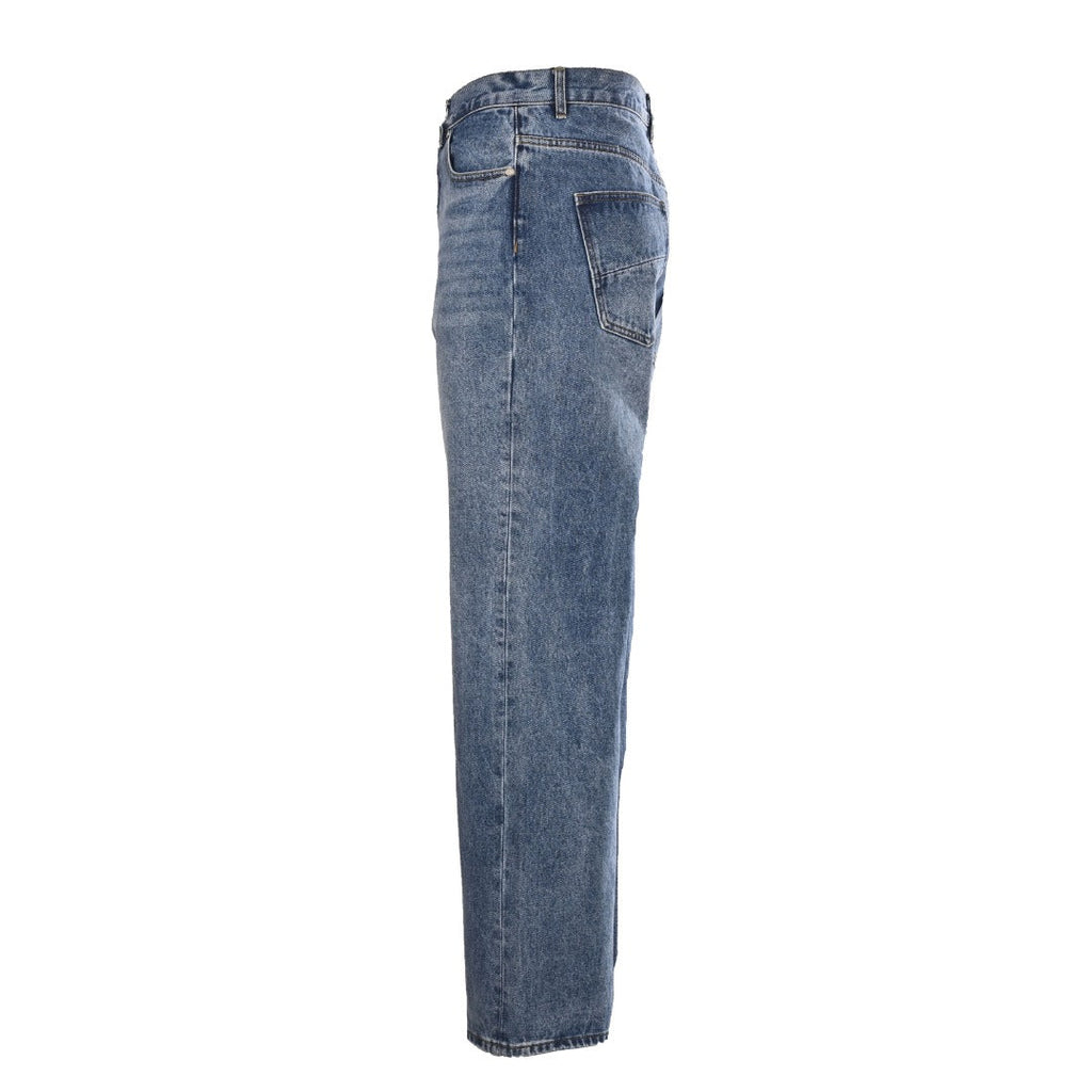 Fendi Roma Blue Washed Regular Wide Leg Denim Jeans