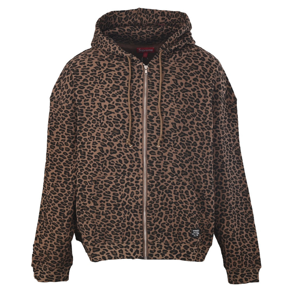 Supreme Leopard Print Waffle Full Zip Hooded Jacket