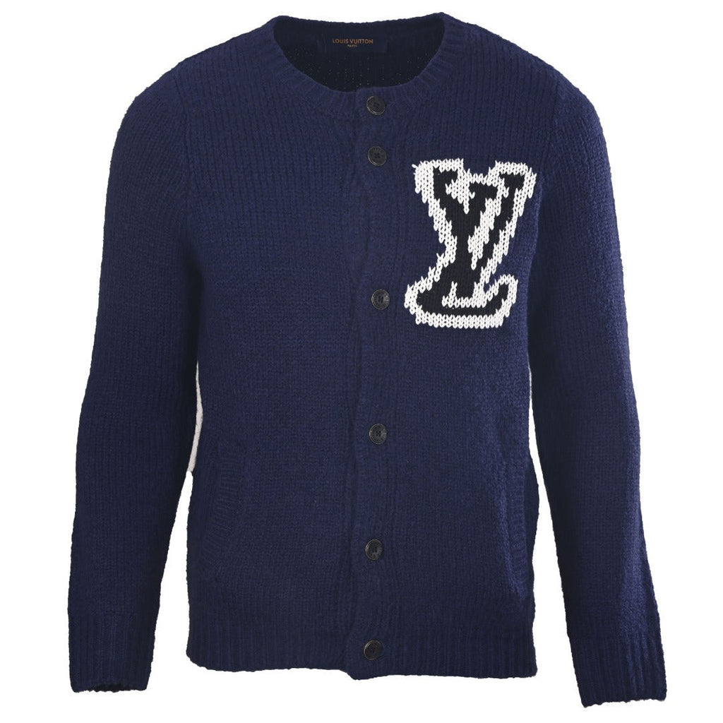 Louis Vuitton Navy LV Logo Knit Button Cardigan