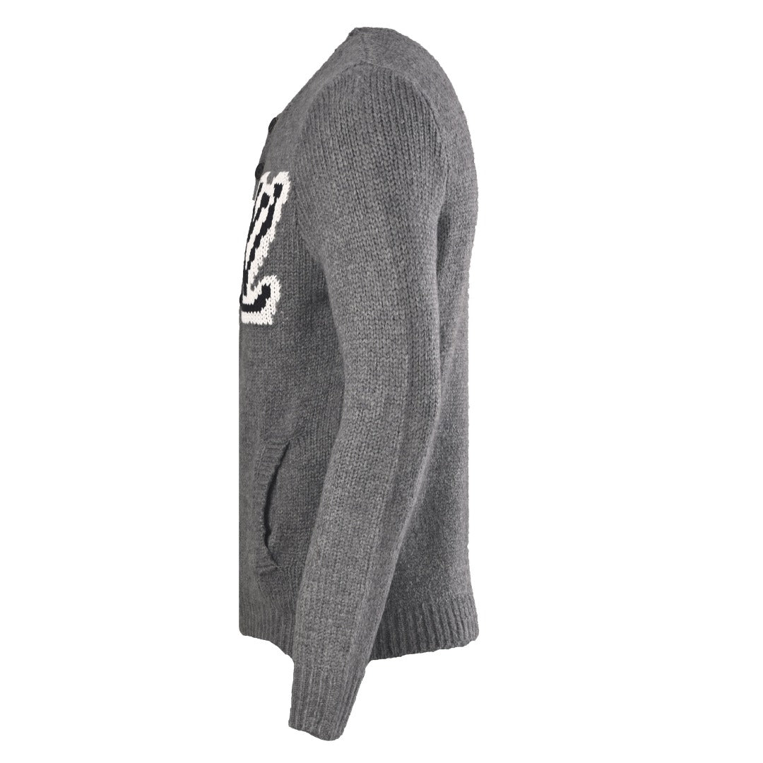 Louis Vuitton Grey LV Logo Knit Button Cardigan