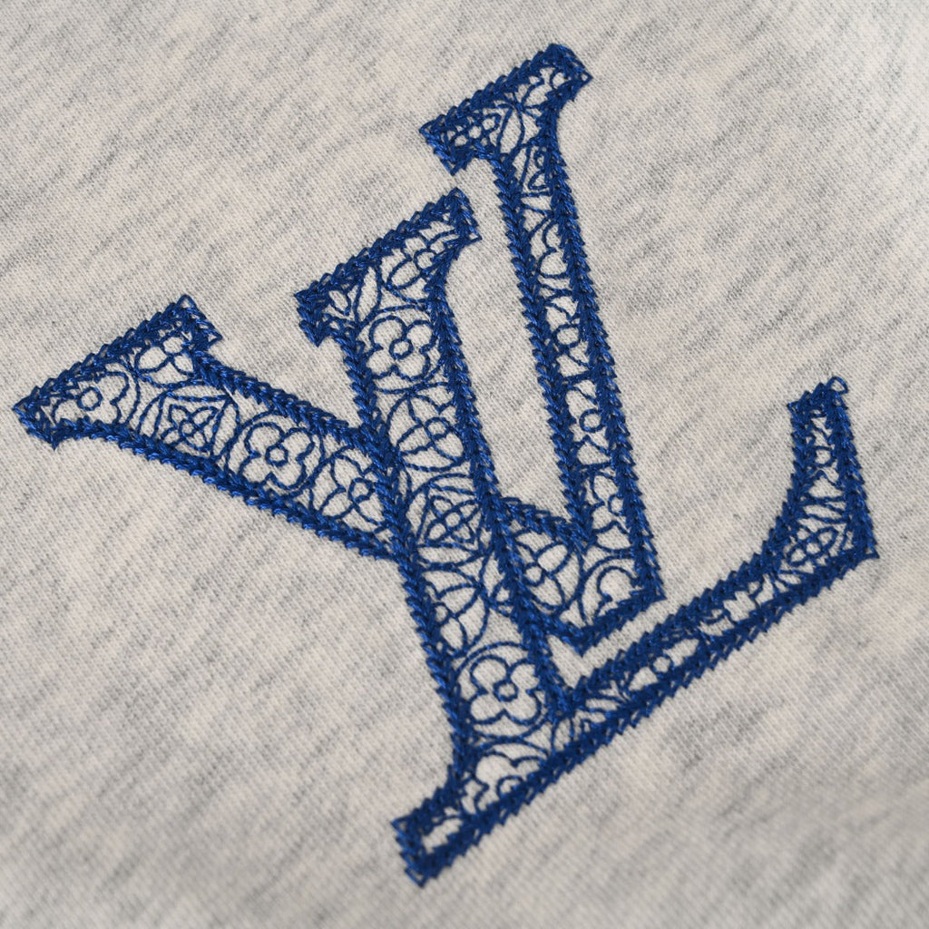 Louis Vuitton Grey LV Logo Embroidered Hoodie