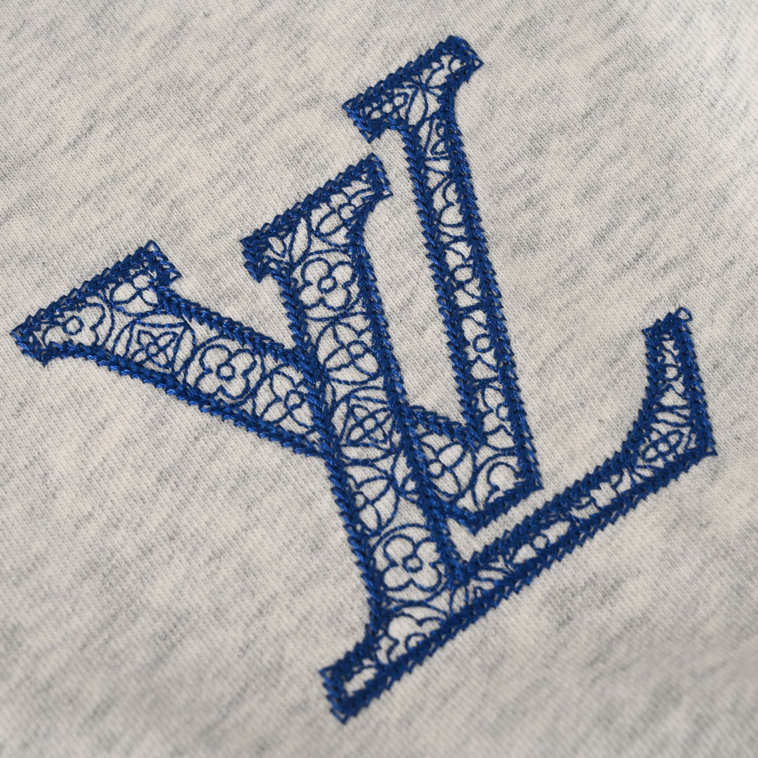 Louis Vuitton Grey LV Logo Embroidered Hoodie