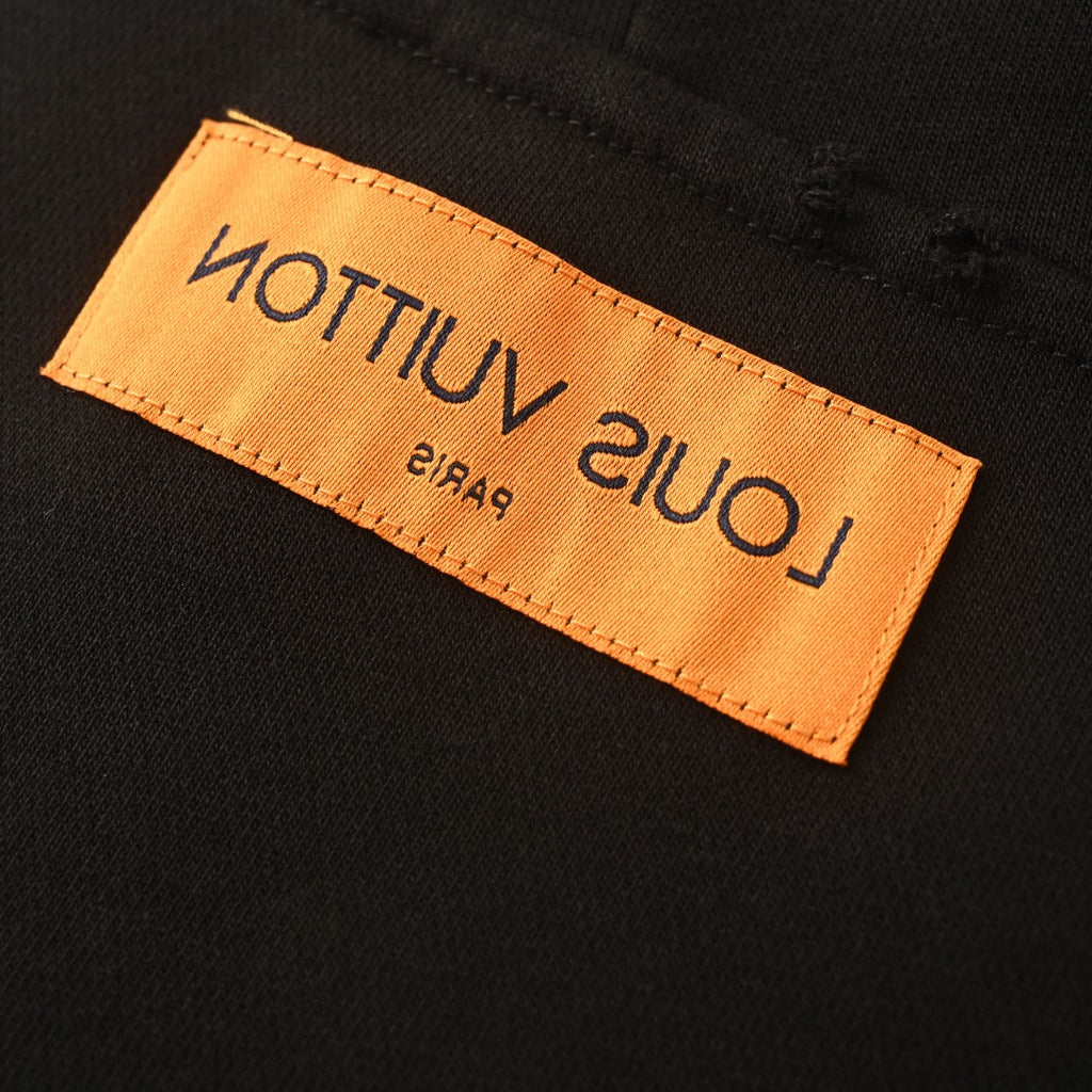 Louis Vuitton Black Gold LV Logo Embroidered Hoodie