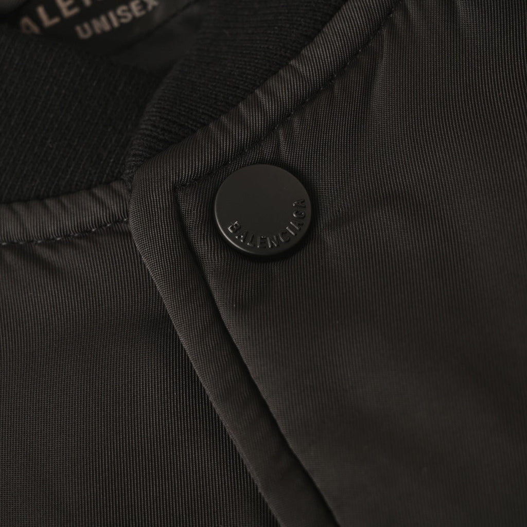 Balenciaga Black Embroidered Logo Varsity Bomber Jacket