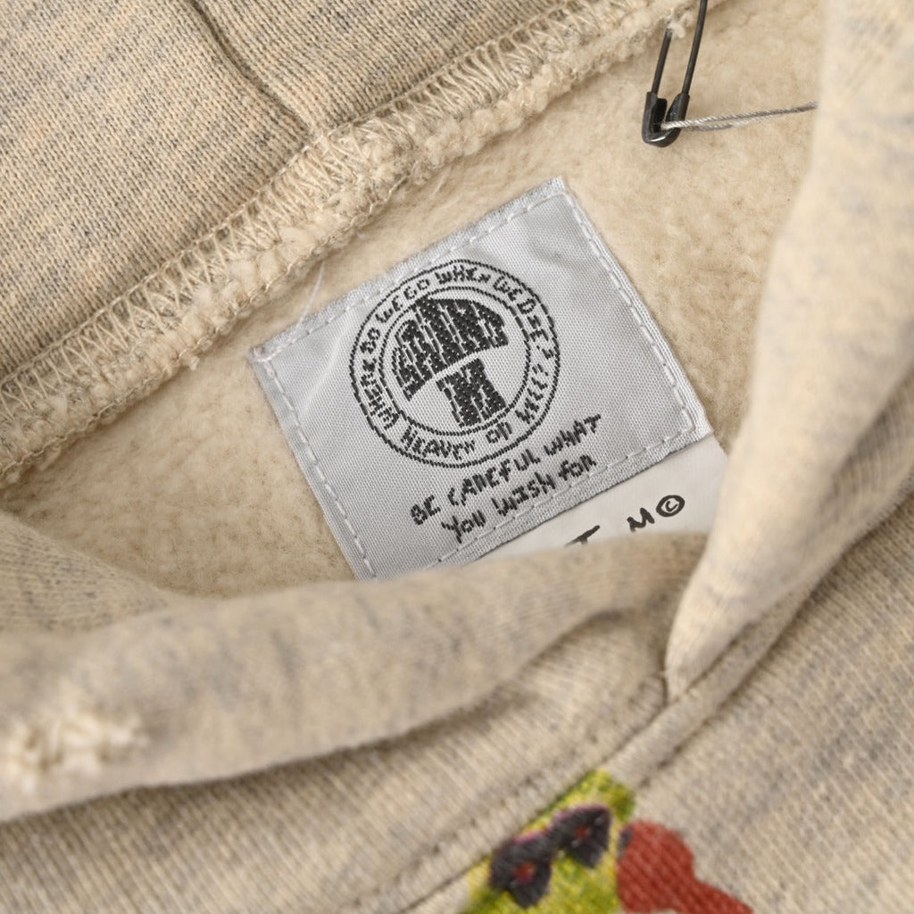 Saint Michael Heather Gray Full Graphic Print Distressed Hoodie