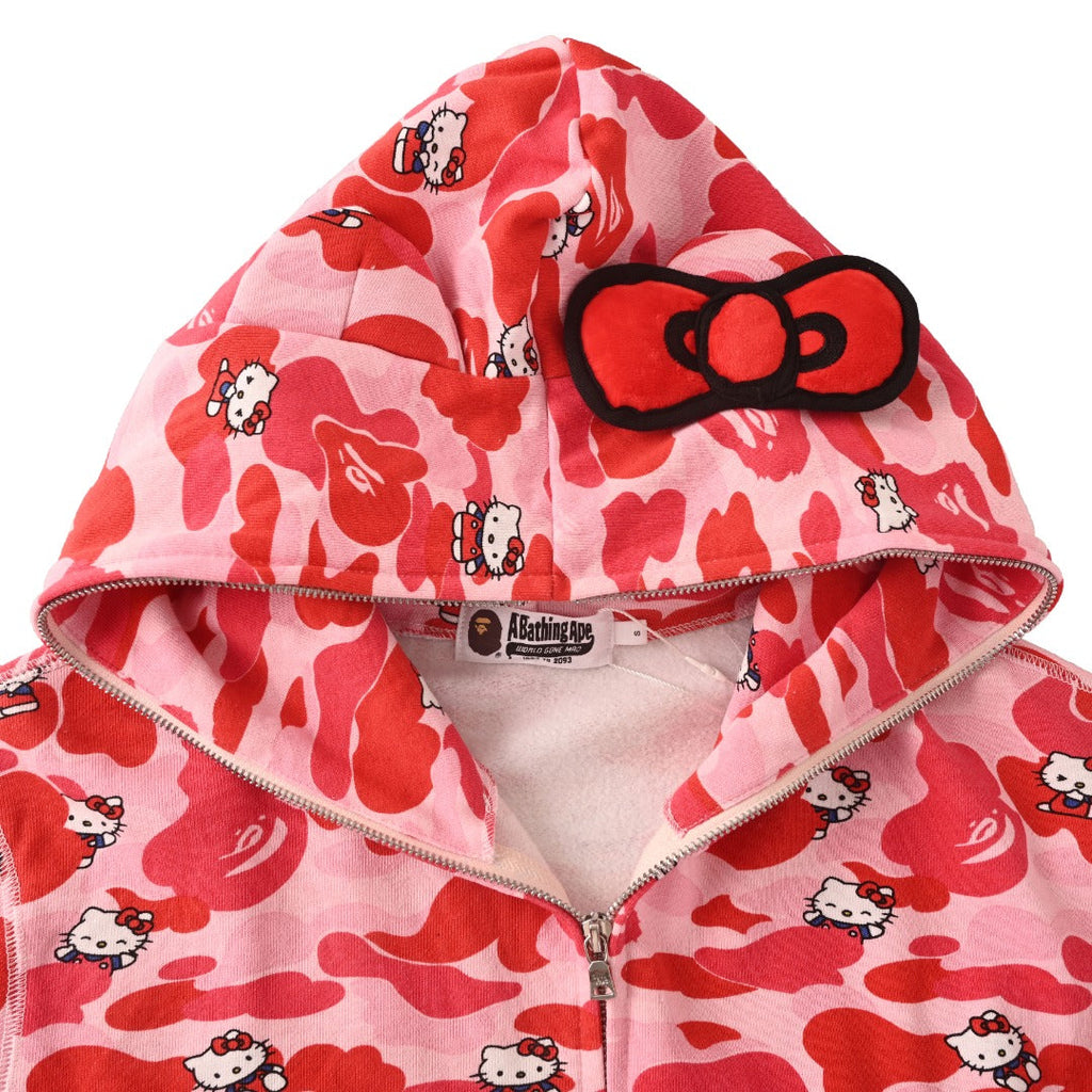 A Bathing Ape x Hello Kitty Pink Camo Full Zip Hoodie