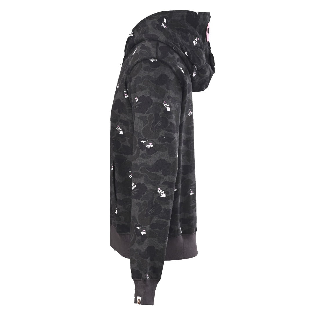 A Bathing Ape x Kuromi Black Camo Full Zip Hoodie