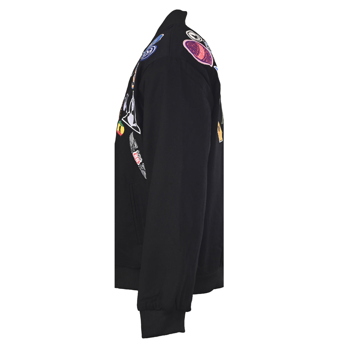 Stussy Multi Patch Black Varsity Bomber Jacket