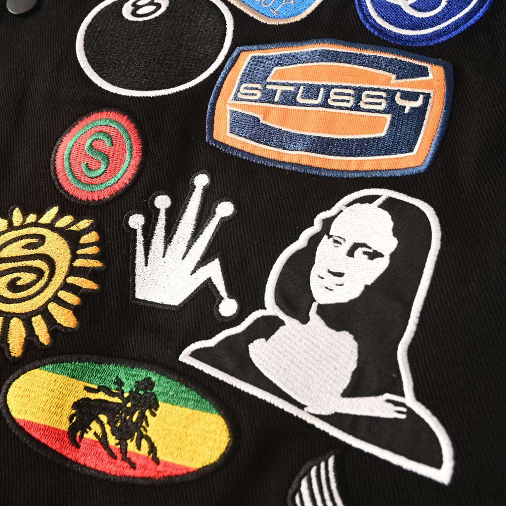 Stussy Multi Patch Black Varsity Bomber Jacket