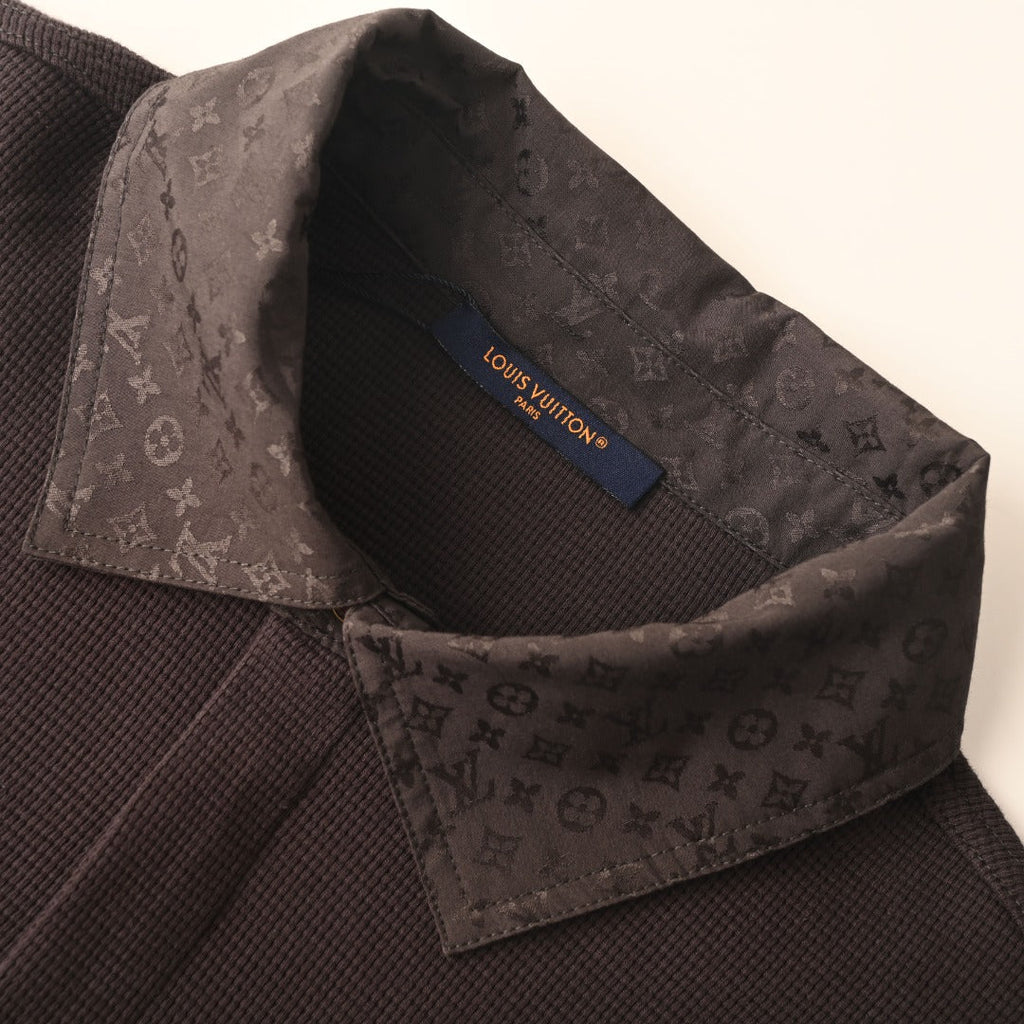 Louis Vuitton Dark Brown Waffle Long Sleeve Polo Shirt