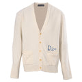 Dior Off White Handwriting Logo V-Neck Knit Cardigan