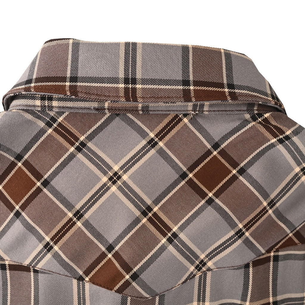 Acne Studios Grey Brown Plaid Western Long Sleeve Shirt