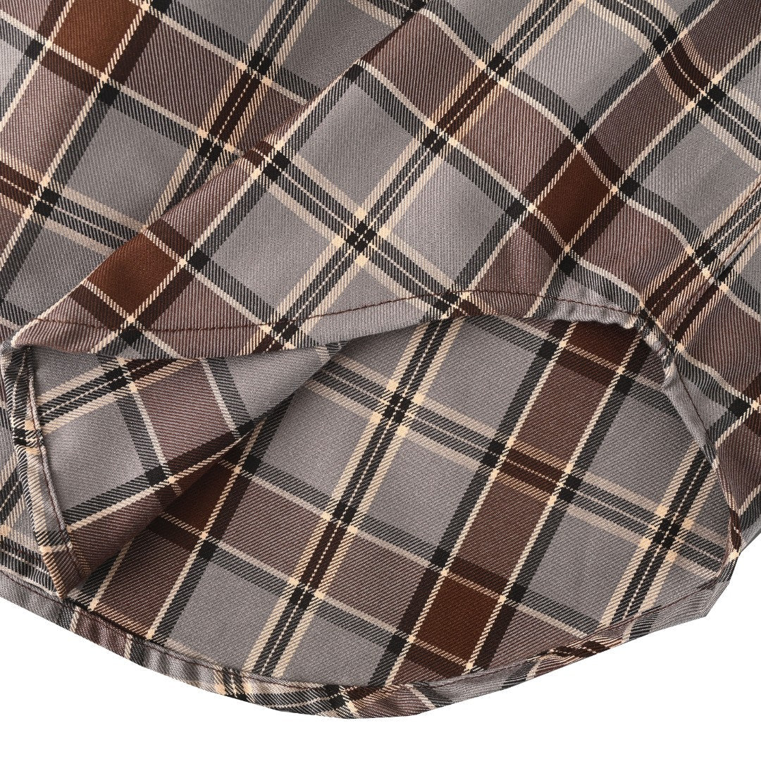 Acne Studios Grey Brown Plaid Western Long Sleeve Shirt