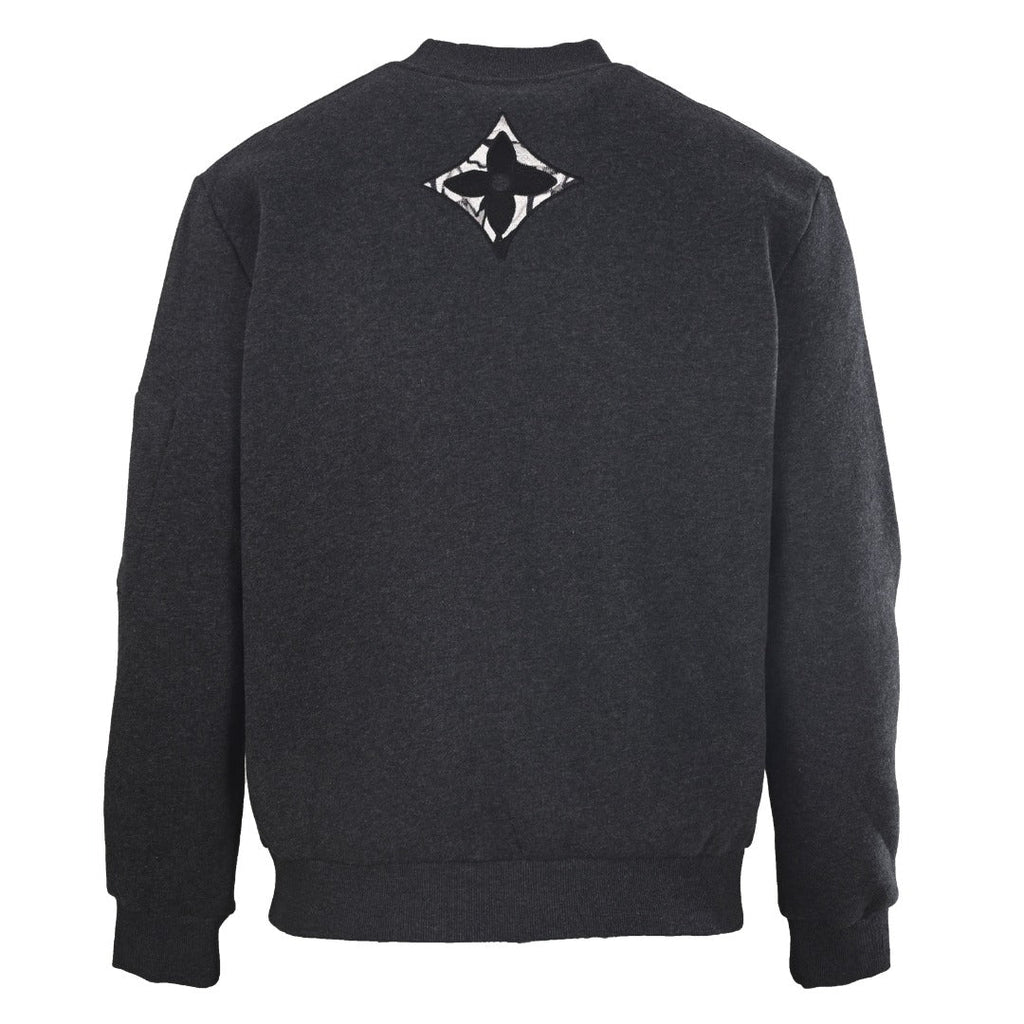 Louis Vuitton Dark Grey LV Embroidered Crew Neck Sweatshirt