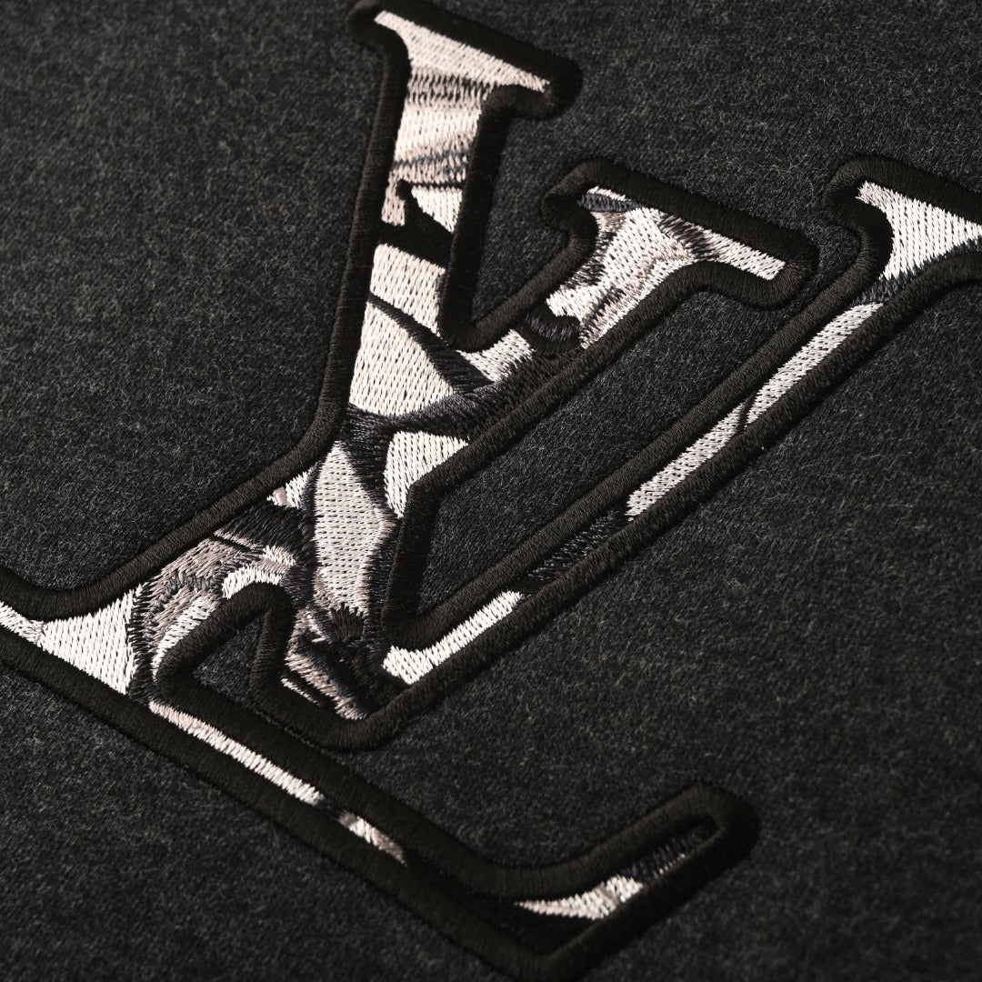 Louis Vuitton Dark Grey LV Embroidered Crew Neck Sweatshirt