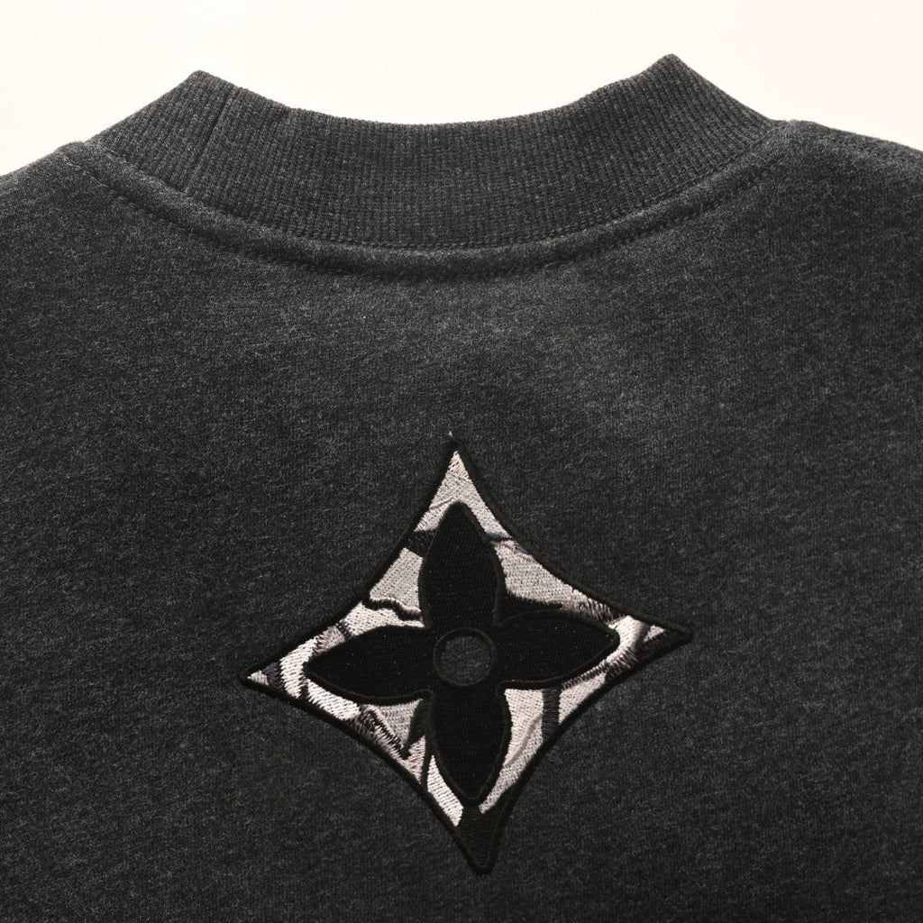 Louis Vuitton Dark Grey LV Embroidered Crew Neck Sweatshirt