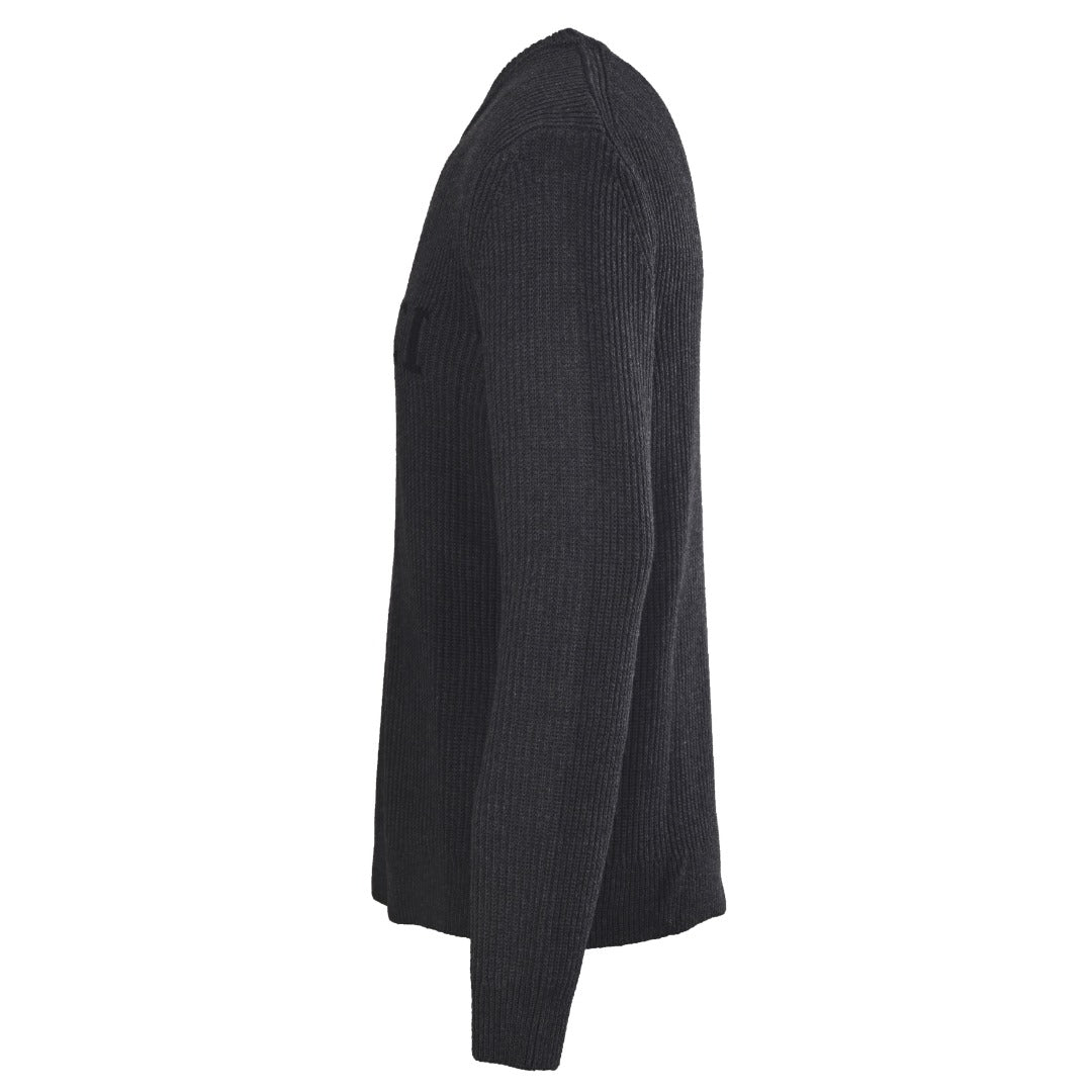 Gucci Dark Grey Ribbed Crew Neck GUCCI Logo Sweater