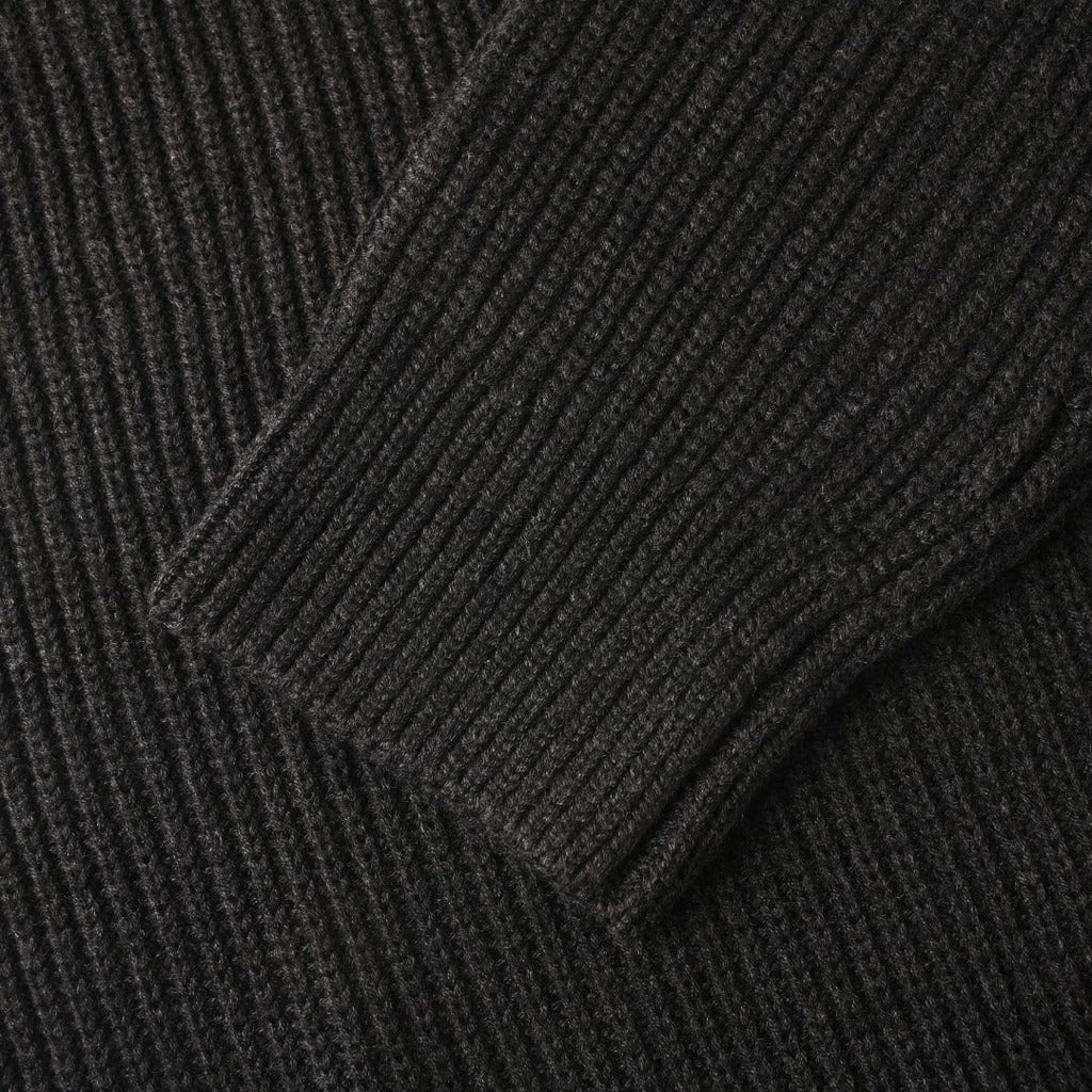 Gucci Dark Grey Ribbed Crew Neck GUCCI Logo Sweater