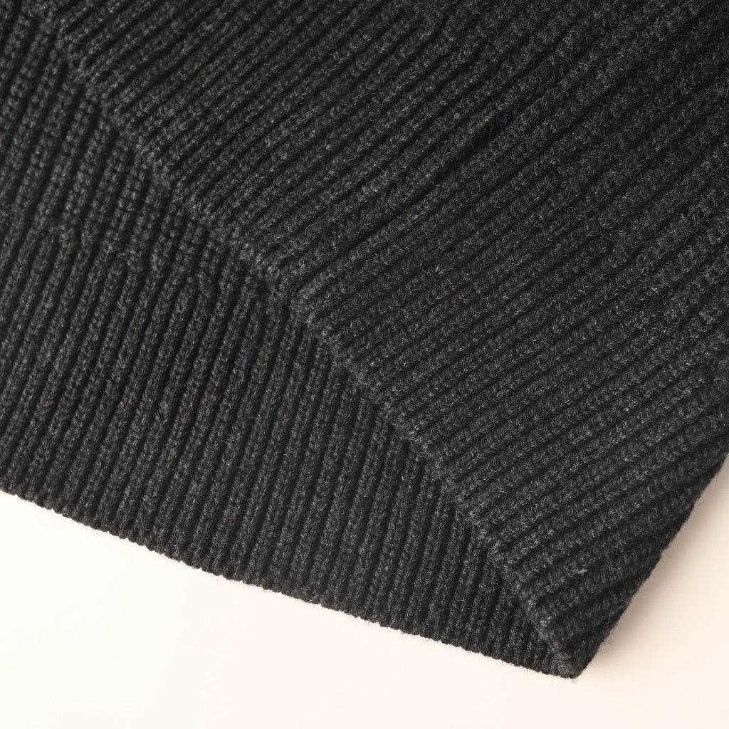 Gucci Dark Grey Ribbed Crew Neck GUCCI Logo Sweater