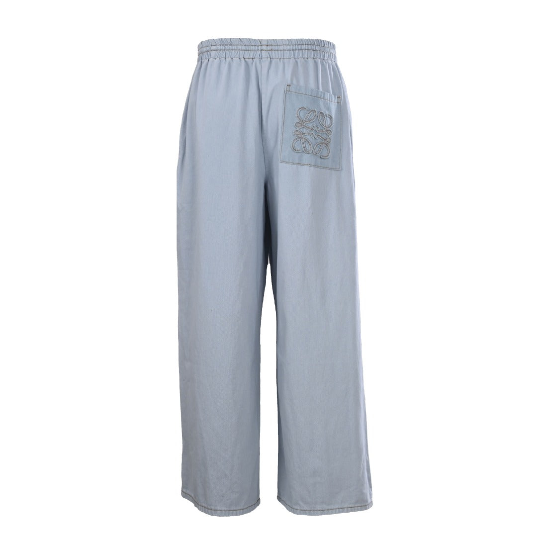 Loewe Paula's Ibiza Light Blue Drawstring Wide Leg Denim Pants