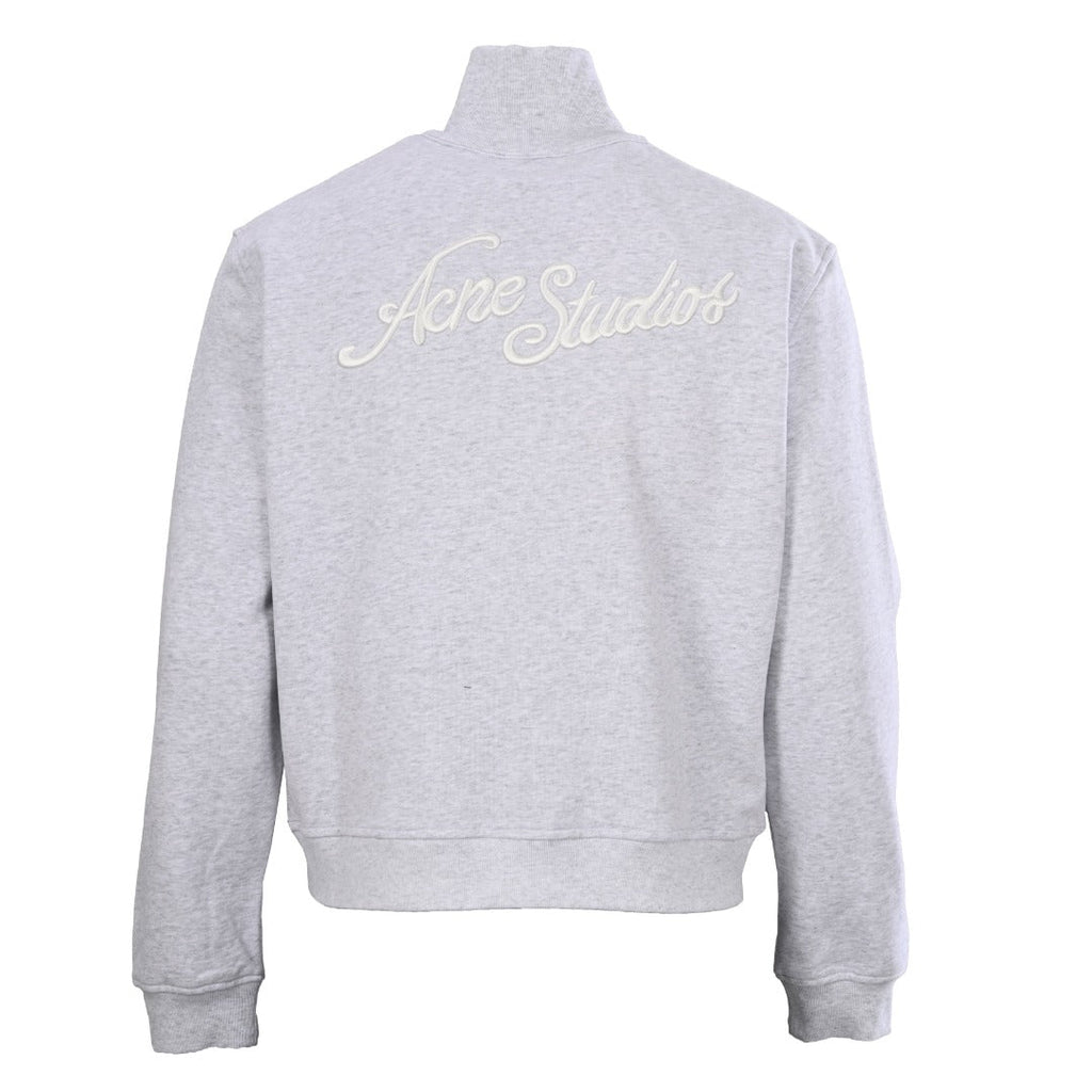 Acne Studios Grey Melange Full Zip Stand Collar Sweat Jacket
