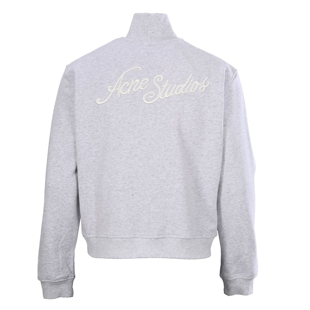 Acne Studios Grey Melange Full Zip Stand Collar Sweat Jacket