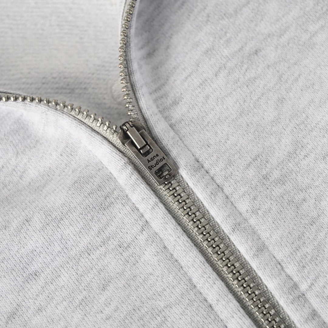 Acne Studios Grey Melange Full Zip Stand Collar Sweat Jacket