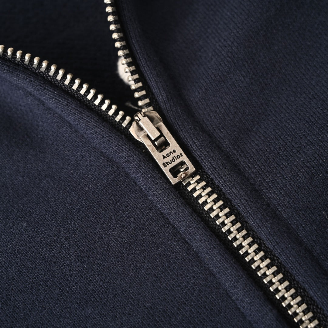 Acne Studios Navy Full Zip Stand Collar Sweat Jacket