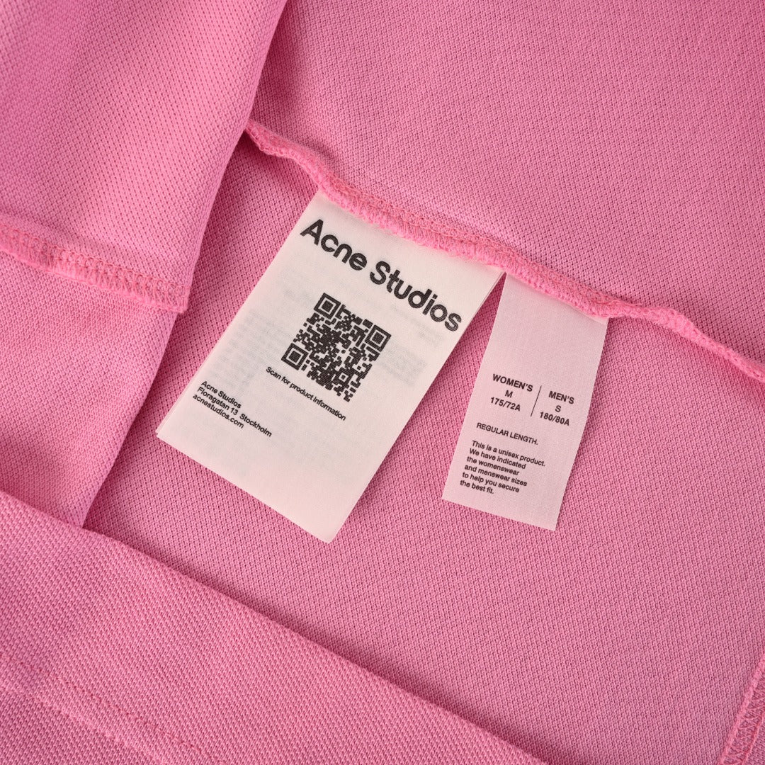 Acne Studios Pink Logo Embroidered Long Sleeve Tee
