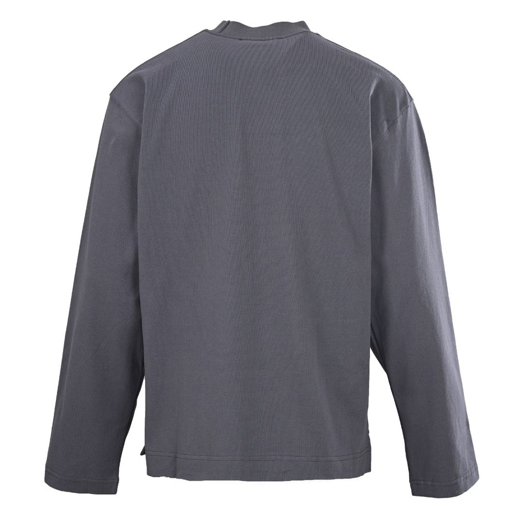 Acne Studios Dark Grey Logo Embroidered Long Sleeve Tee