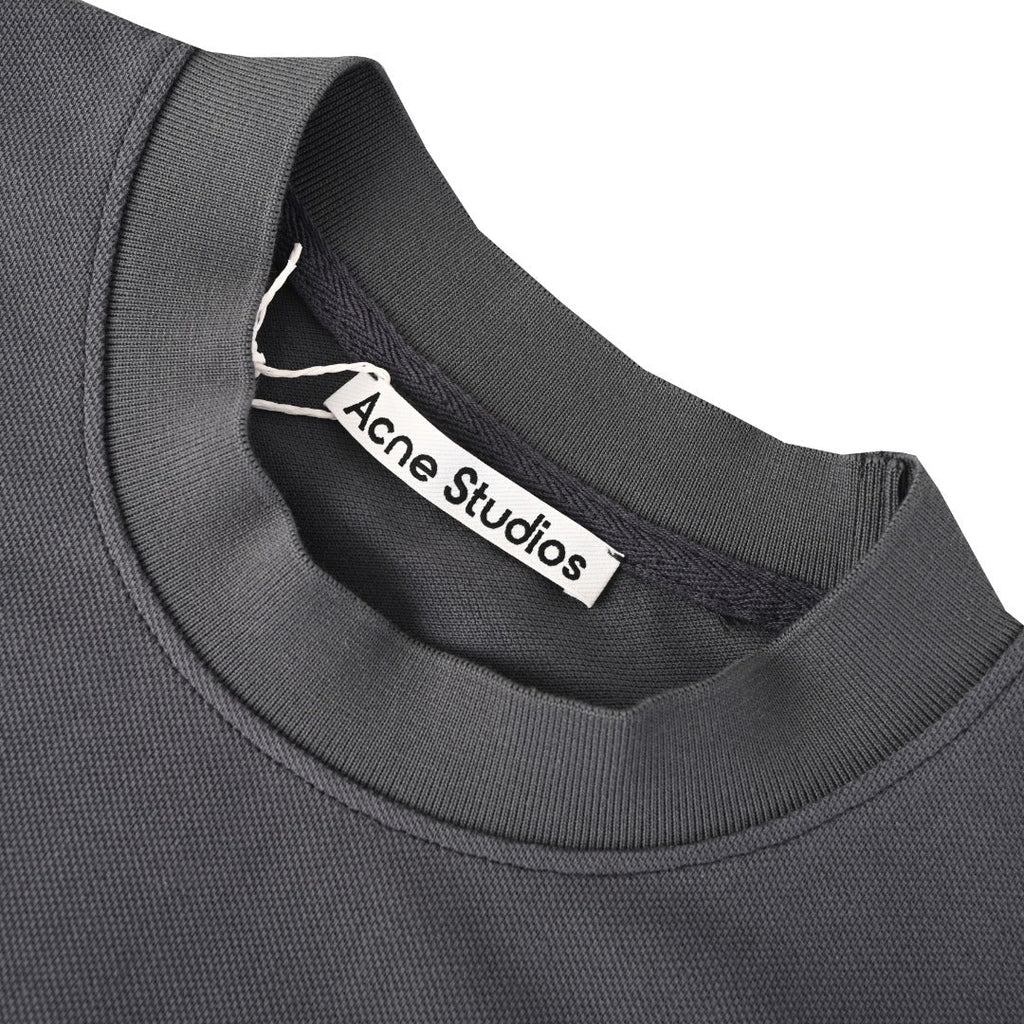 Acne Studios Dark Grey Logo Embroidered Long Sleeve Tee