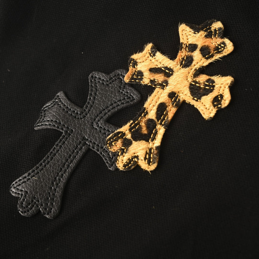 Chrome Hearts Black Leopard Cross Patch Long Sleeve Work Shirt