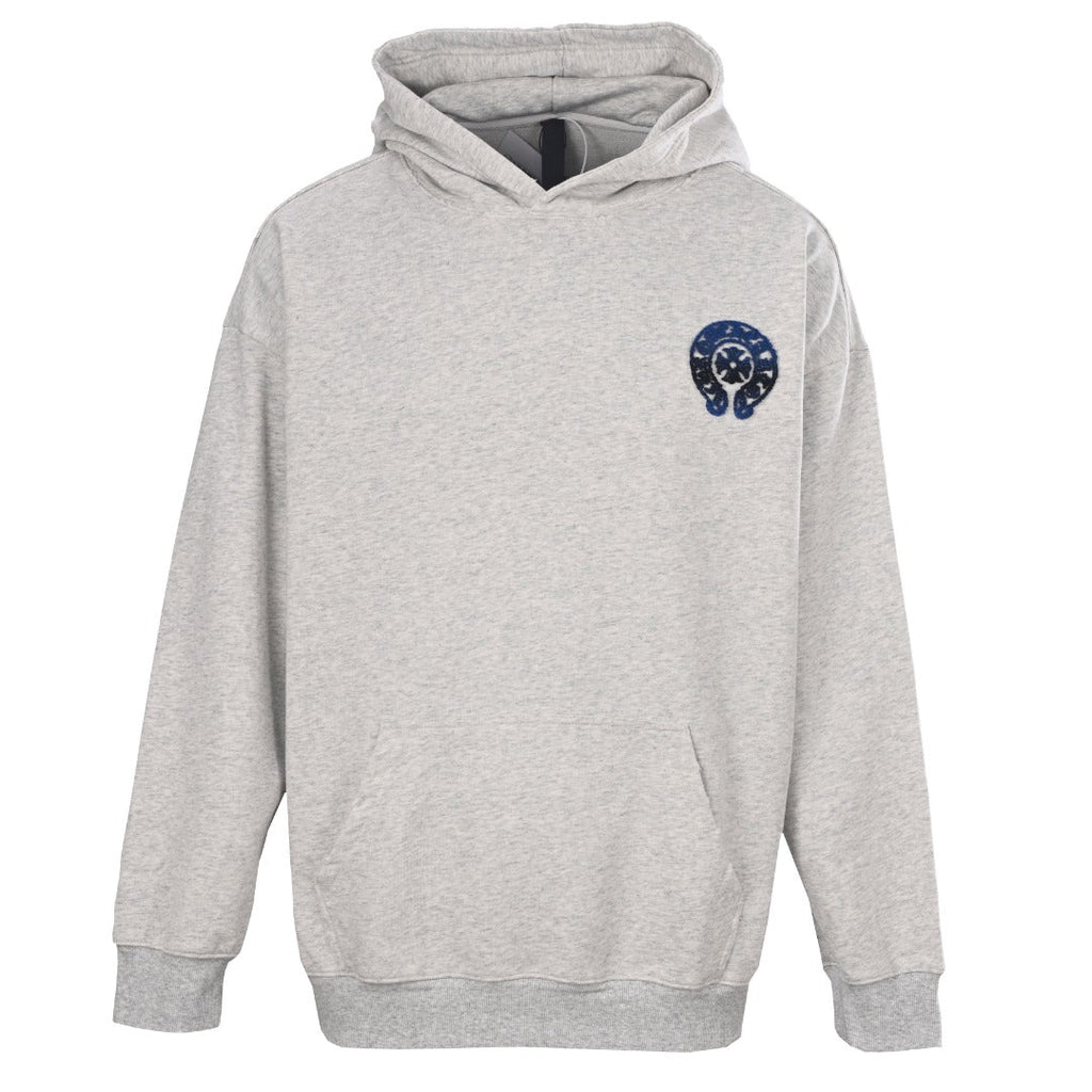 Chrome Hearts Horseshoe Logo Heather Grey Navy Embroidered Hoodie