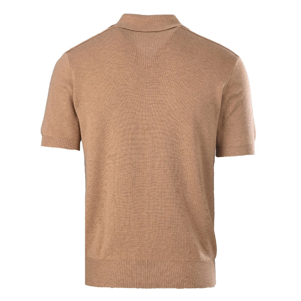 Burberry Camel Knit Short Sleeve Polo Shirt
