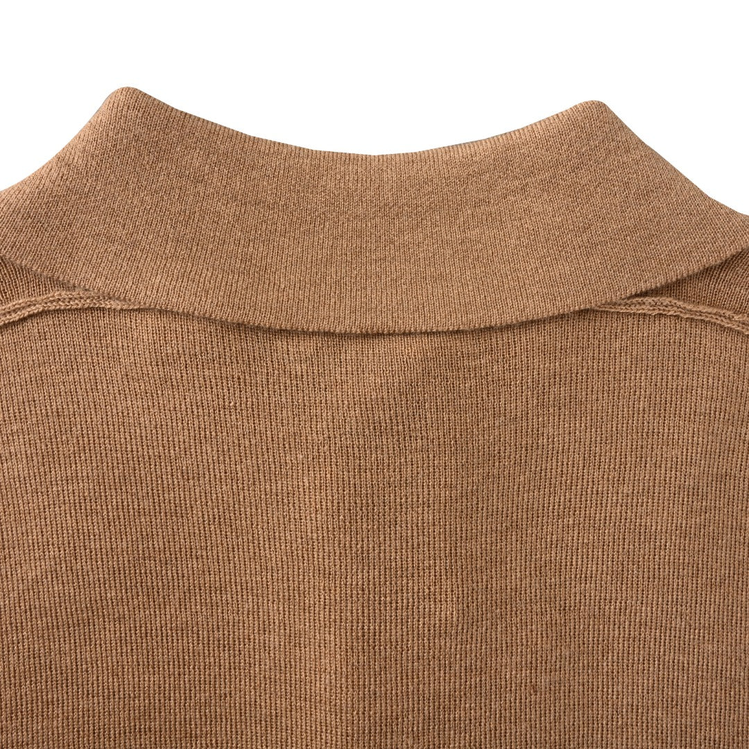 Burberry Camel Knit Short Sleeve Polo Shirt