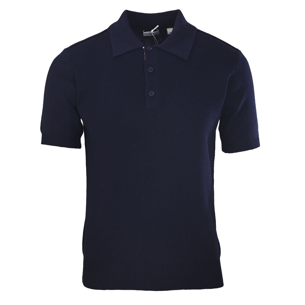 Burberry Navy Knit Short Sleeve Polo Shirt