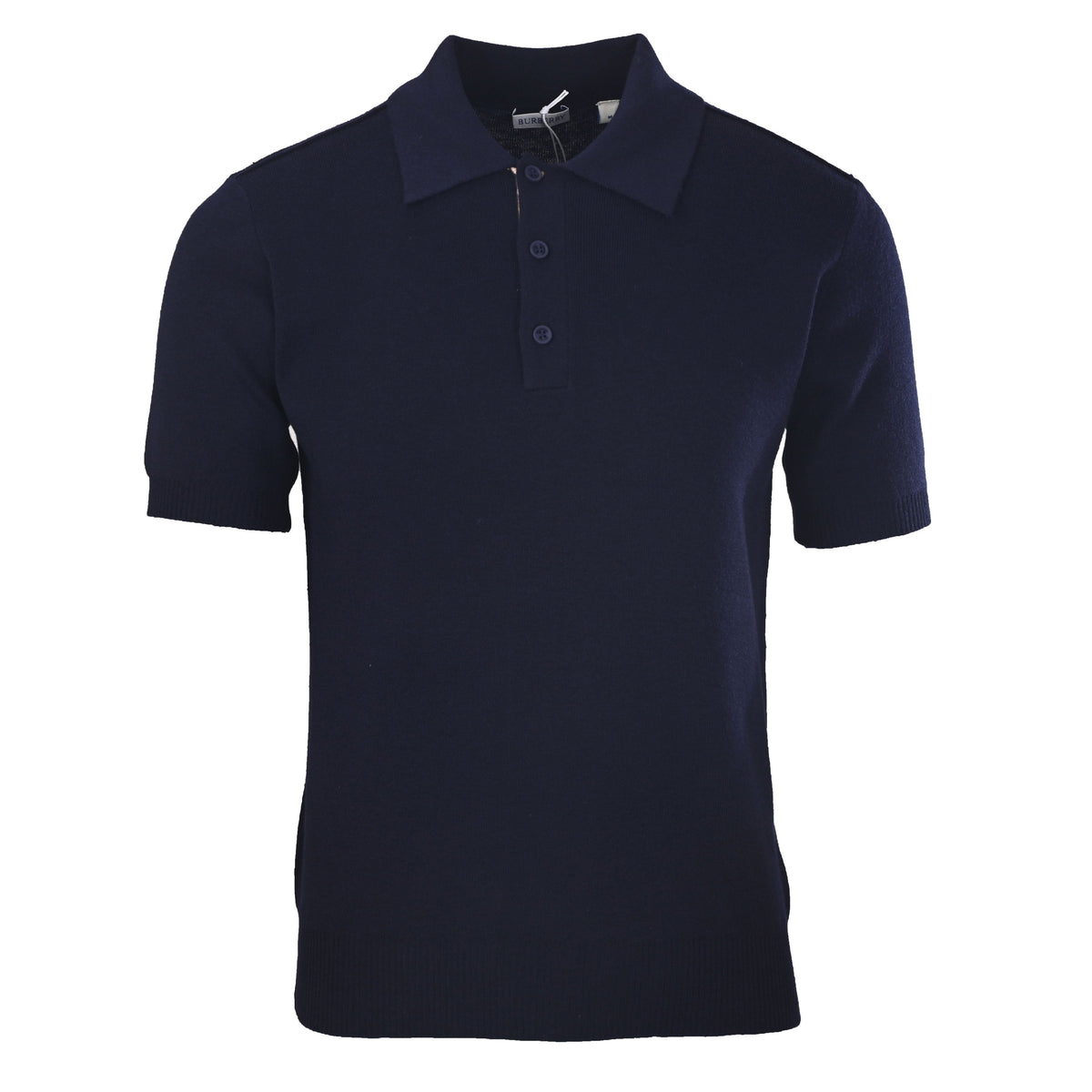 Burberry Navy Knit Short Sleeve Polo Shirt