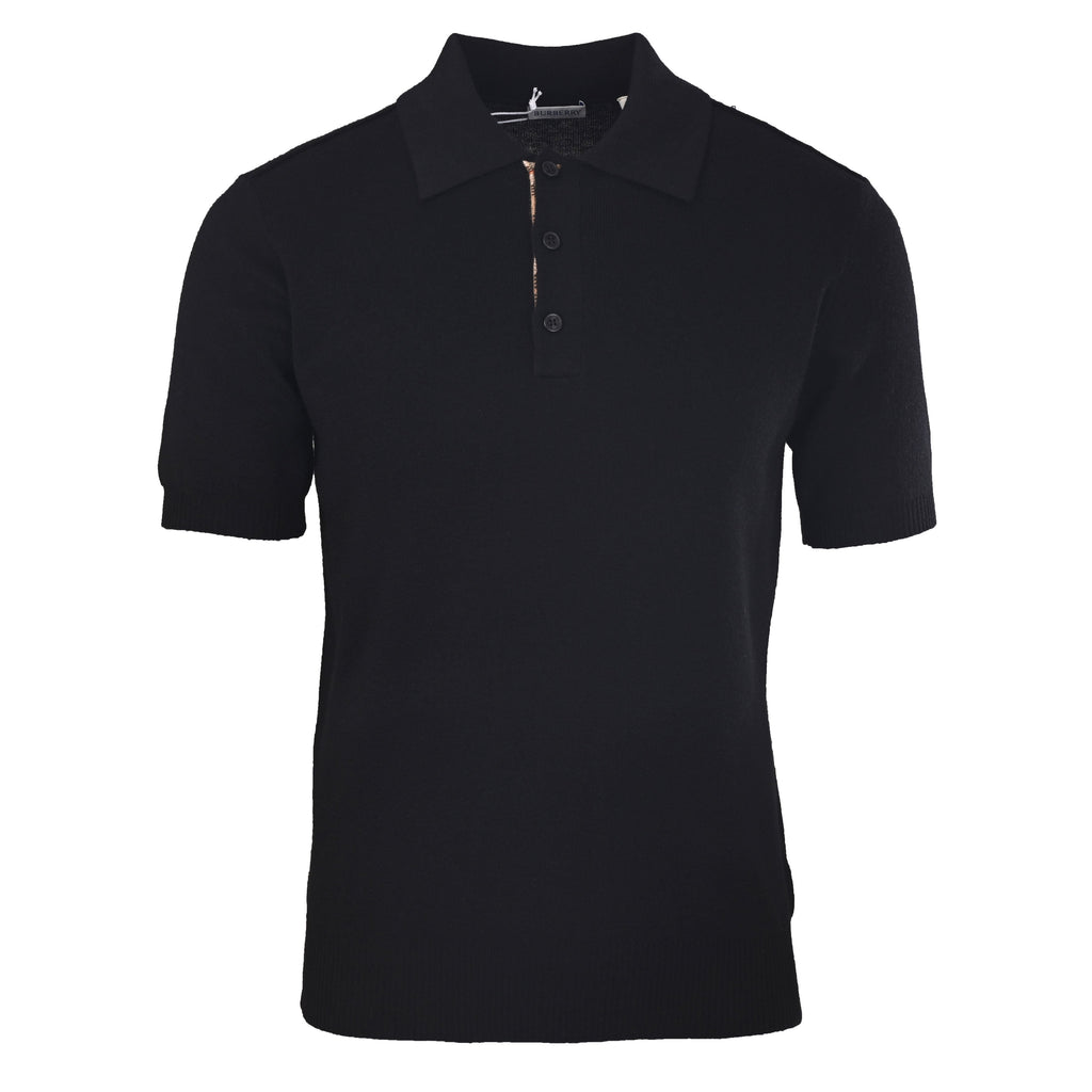 Burberry Black Knit Short Sleeve Polo Shirt