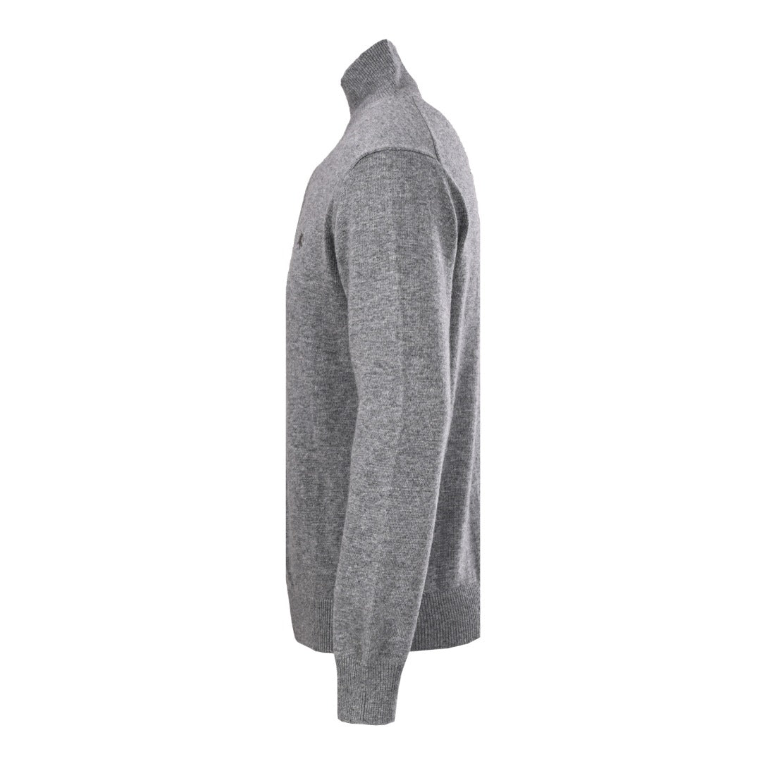 Burberry Grey Half Zip Equestrian Logo Knit Sweater