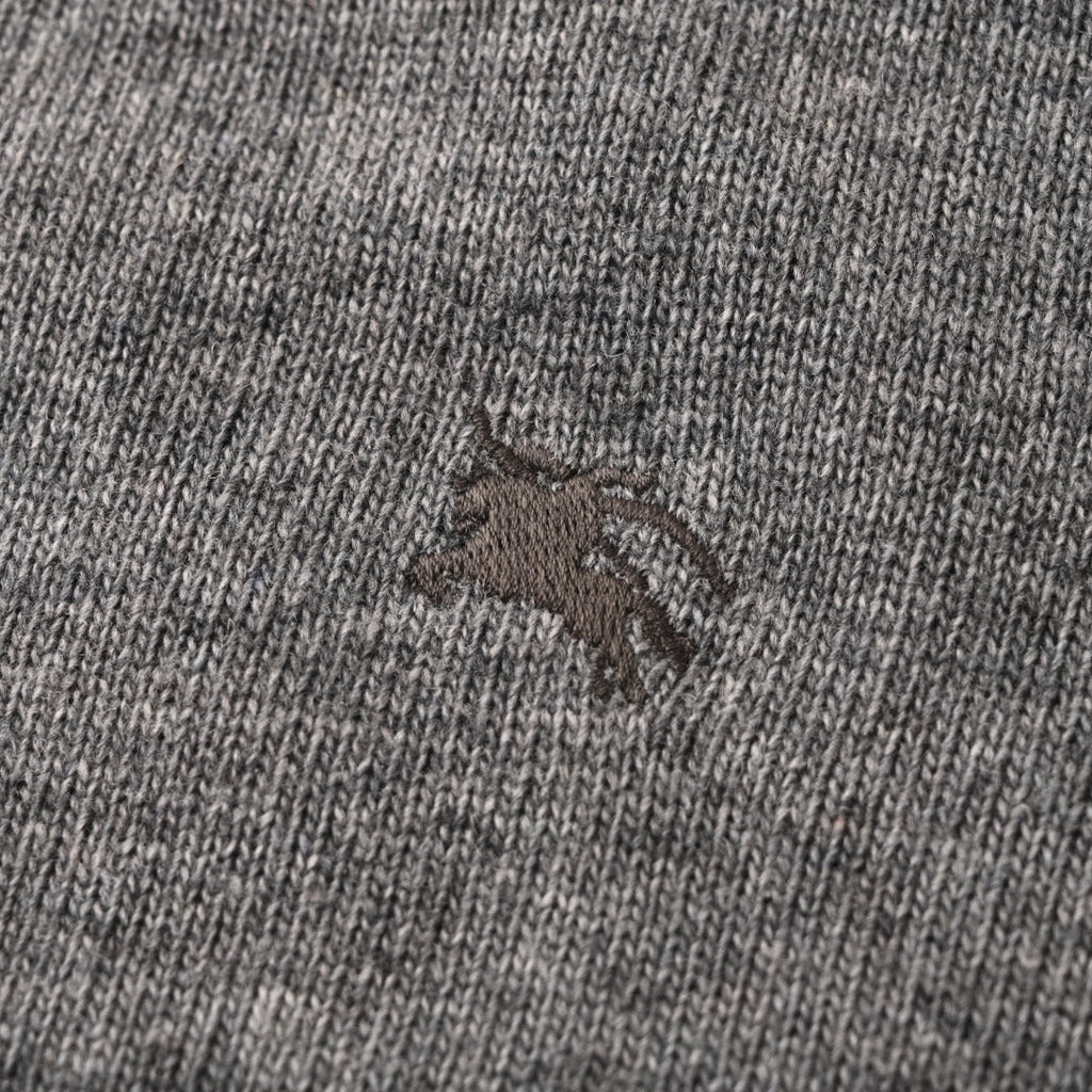 Burberry Grey Half Zip Equestrian Logo Knit Sweater
