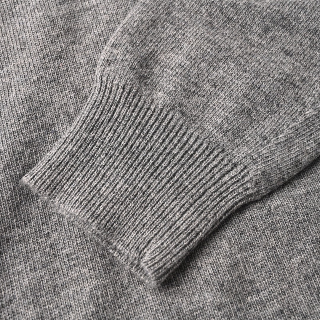 Burberry Grey Half Zip Equestrian Logo Knit Sweater