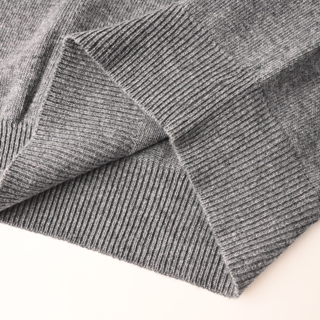 Burberry Grey Half Zip Equestrian Logo Knit Sweater