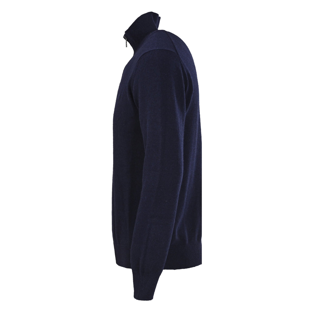 Burberry Navy Half Zip Equestrian Logo Knit Sweater