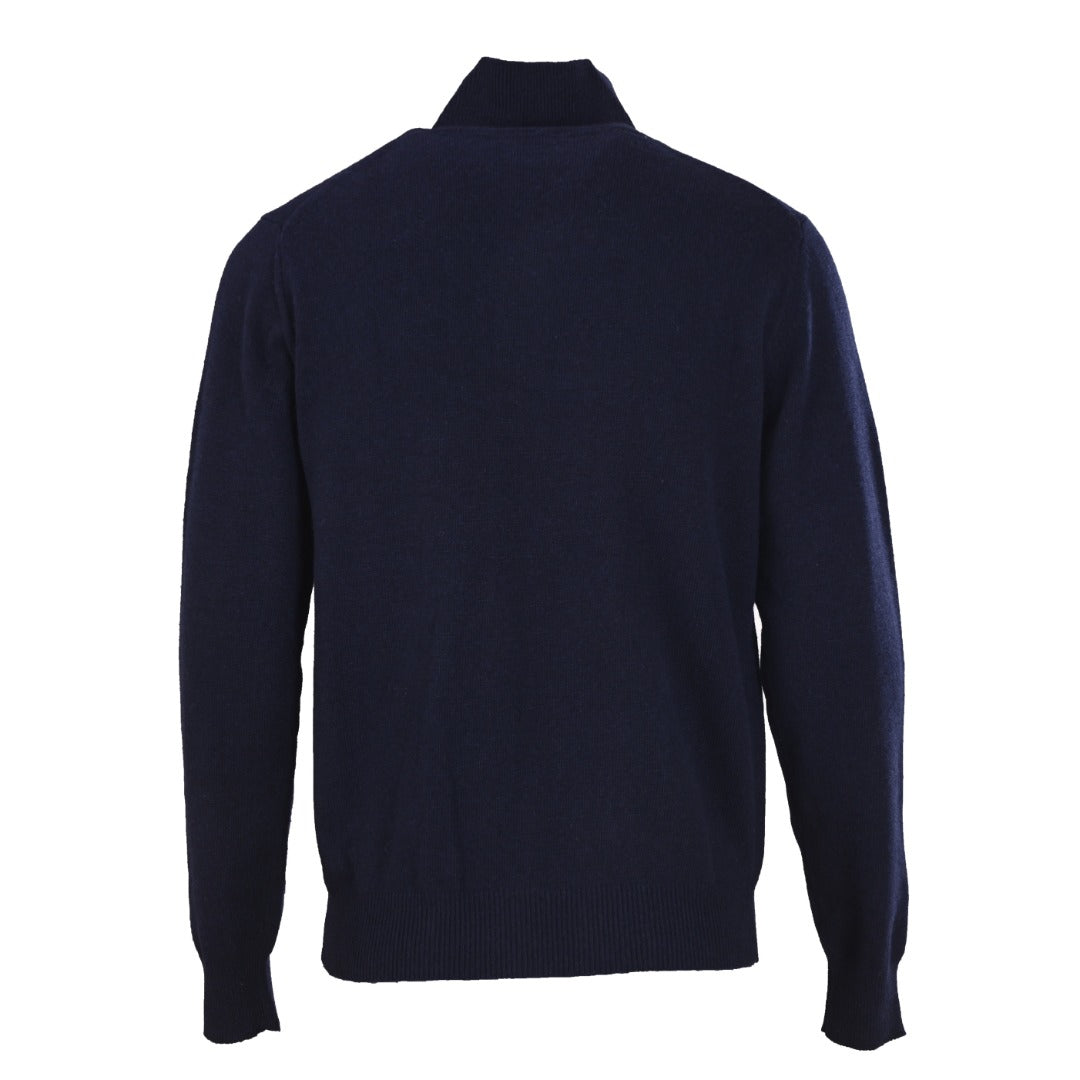 Burberry Navy Half Zip Equestrian Logo Knit Sweater